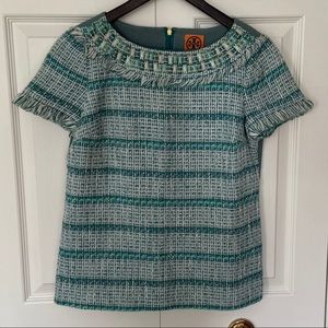 TORY BURCH Tweed Short Sleeved Top